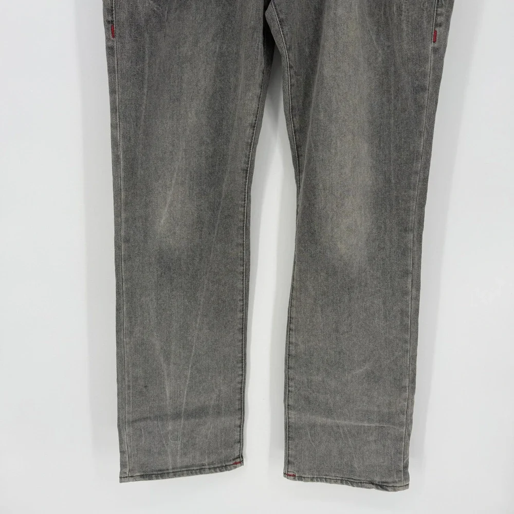 True Religion Ricky Relaxed Straight Gray Jeans Mens 40 Red Stitching